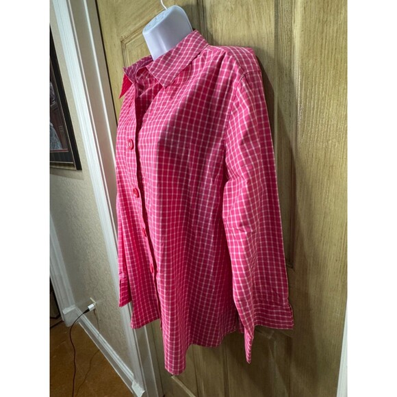 Foxcroft | Pink Checkered Wrinkle Free Shaped Fit Button Front Shirt Size 22W - Picture 5 of 8